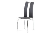 Jídelní židle, potah kombinace šedé a bílé ekokůže, kovová čtyřnohá chromovaná p AC-2202 GREY